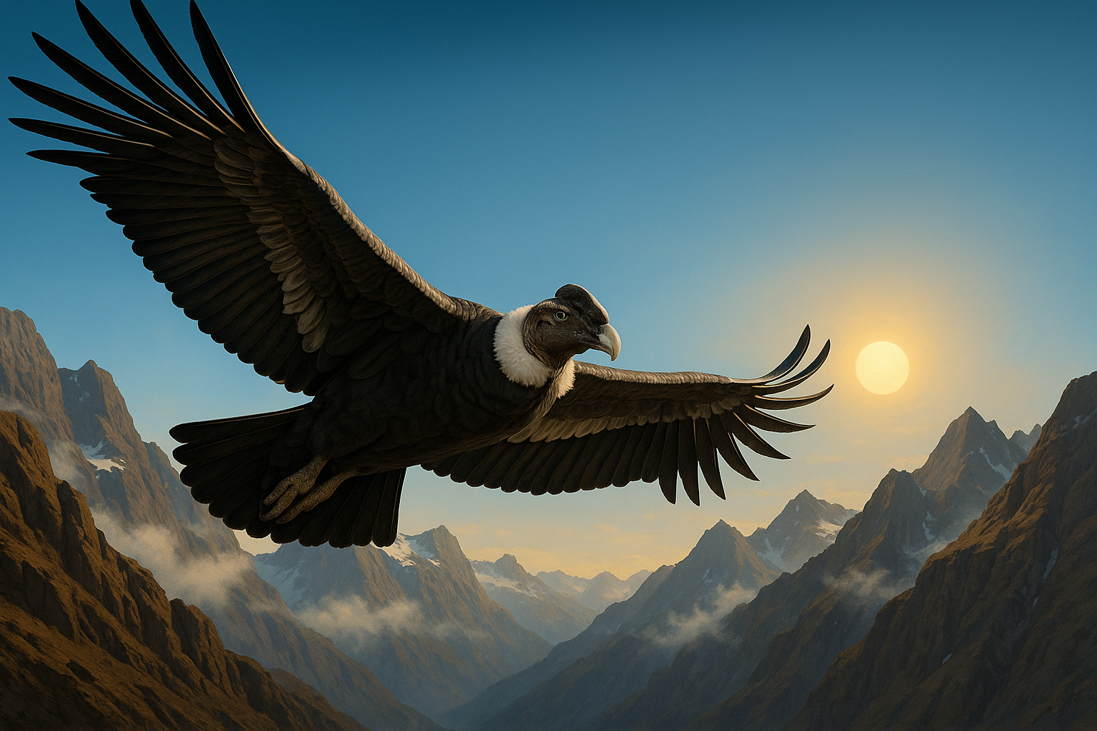 Cóndor volando sobre montañas